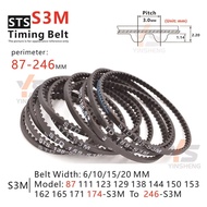 STD S3M Synchronous Timing Belt perimeter 87-246 MM Model 87-S3M 111-S3M 123-S3M 129-S3M 138-S3M 144
