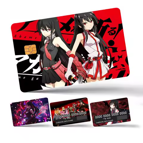 A-Akame Ga-Kill Anime Stickers Bank Credit Card Stickers Metro-Card Skin Cover Waterproof Removable 