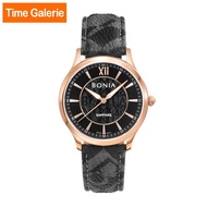 Bonia Monogram BNB10771-1633 Black Monogram Leather Strap Men Watch