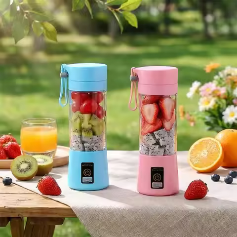 Portable USB Charging Electric Juice Extractor Cup Automatic Mini Juicer with 6 Leaf Blade Rechargea