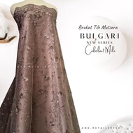 Bahan Kebaya Premium Brokat Tile Bordir Mutiara Bulgari warna coklat