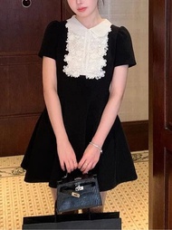 มินิเดรสคอตุ๊กตาสีดํา Miu สไตล์ Elegant Ladylike 1/9 20:00 95 off ฤดูใบไม้ผลิแขนกุดแบรนด์จีน AE สต็อ