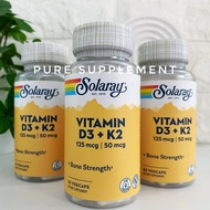 Solaray Vitamin D3 K2 5000iu 50mcg 60 VegCaps