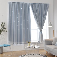 Simple Nordic cross-border express hollow star blackout curtain fabric Velcro punch-free high blacko