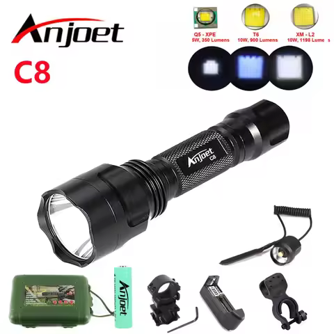 kit tactical flashlight CREE XML T6 Q5 L2 LED 1198LM Aluminum Torches Lamp Rechargeable 18650 Batter