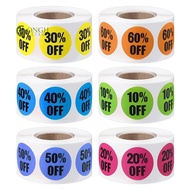 6 Rolls Percent Off Sticker 3000 Pieces 10 to 60 Percent Stickers Labels Adhesive Labels Sale for Re