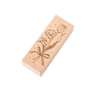 Inkless Wood Carving Stamp Hand-Painted Floral Decorative Seal Rose Tulip Bellflower Lily Plant Bull