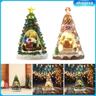 [Ahagexa] Christmas Musical Box Music House Sculpture Ornament Figurine with Led Light Plays 8 Songs