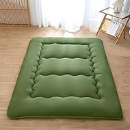 Aigbiot Japanese Futon Floor Mattress Foldable Tatami Mattress, Roll Up Sleeping Mat with Washable Cover for Adults,Child,Guest Twin Full Queen (Queen, Green)