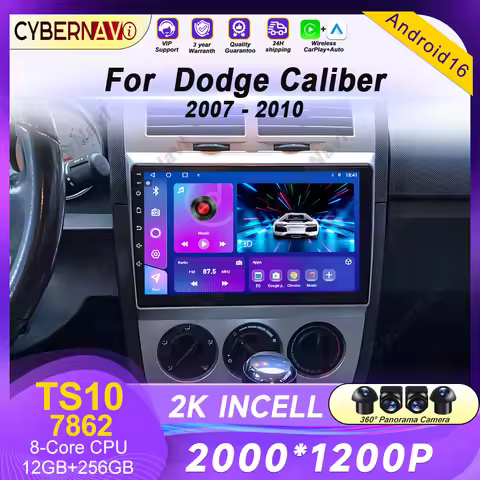 AUTO CPU Android 16 For Dodge Caliber 2007 - 2010 Autoradio GPS Navigation 5G wifi BT Car Multimedia