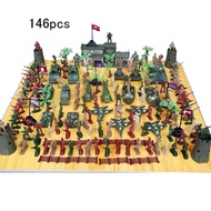 Kesoto Plastic Army Men Playset 5cm Soldier Action Figures with Scaled Tank Jet Vehicles Sand Scene 