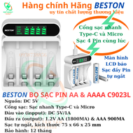 BỘ SẠC NHANH PIN AA & AAA BESTON C9023L CÓ LCD HIỂN THỊ