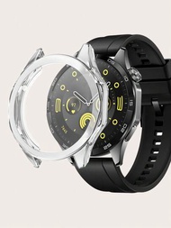 1個透明耐刮tpu全覆蓋電鍍智能手錶殼,與 Huawei Watch Gt4 46mm相容