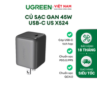 Củ sạc nhanh 45W Ugreen X524/X614 | Sạc nhanh cho dòng iPhone 17 Pro Max | Công nghệ GaN | Sạc nhanh