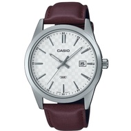 [𝐏𝐎𝐖𝐄𝐑𝐌𝐀𝐓𝐈𝐂]Casio MTP-VD03L-5A MTP-VD03L Analog Brown Leather Strap Watch for Men