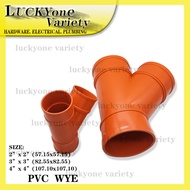 PVC ORANGE FITTINGS WYE 2X2/3x3/4X4