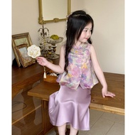 Antique Girls Hanfu Suit Skirt Summer Children New Chinese Style Chinese Style Lavender Vest Tang Su