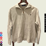 R4lph Laur3n Quarter Zip Sweater (Cream Oat | Dark Brown Logo) RL Retro 342
