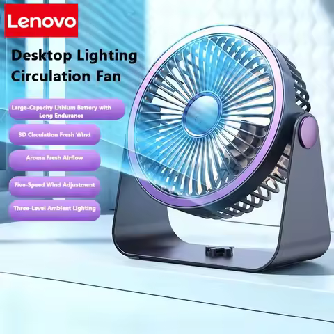 Lenovo USB Rechargeable Table Fan Portable Small Fan for Student Dormitory Computer Summer Gadget Ho