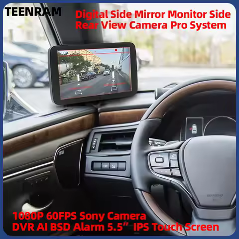 With 1080P 60FPS Sony Camera DVR AI BSD Alarm 5.5”IPS Touch Screen Digital Side Mirror Monitor Side 