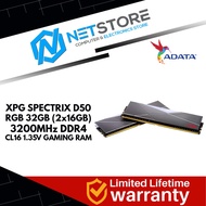 ADATA XPG SPECTRIX D50 RGB 32GB (16GBx2) 3200MHz DDR4 GAMING RAM (BLACK) AX4U320016G16A-DT50