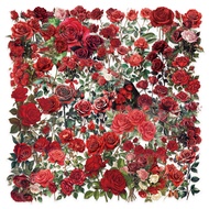 50 pcs Red Roses PET Plastic Transpanrent Stickers