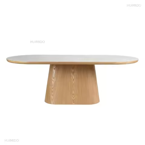 Modern Design Hot Selling Oval Wood Tables MDF Dining Table with Stone slab Top，L180*W90*H75cm