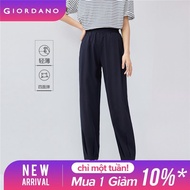 GIORDANO Women Joggers 4-Way Stretch Lightweight Joggers Elastic Waist Pleated Ankle Length Fashion