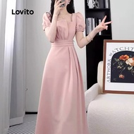 (Trendy) Lovito Elegant Plain Pleated Dress for Women L133ED888