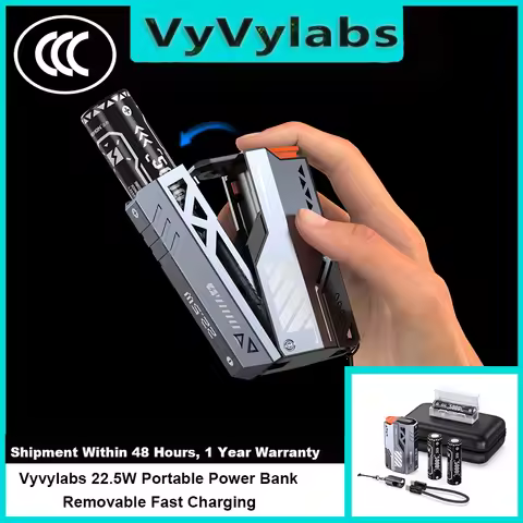 VYVYLABS 30000mAh Detachable CCC Power Bank Fast Charger 22.5W Wireless Portable Charger 21700 Power