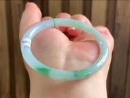 冰種玉鐲 天然翡翠玉鐲 A玉 手鐲 • 糯冰種陽綠飄花翡翠圓鐲