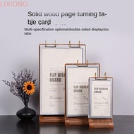 LIXIONG Ads Display Stand, Multi page Wooden Holder Menu Card Holder, Multipurpose Acrylic Label Hol