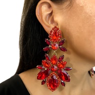Hot Sale Red Diamond Exaggerated Earrings Fashion High-End Diamond Strobe Ladies Earrings