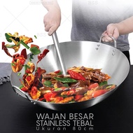 Large Frying Pan 70cm 75cm 80cm Thick Stainless Steel Frying Wok Frying Pan