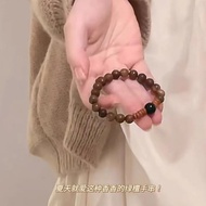 【Shipment Within 24 Hours】Natural Green Sandalwood Agate Bead Bracelet For Women Buddhist Mala Praye