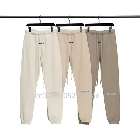 Men's Cotton Casual Pants Season 9 Double Line Metal Silicone Letter Logo Luxury Design Sweatpants