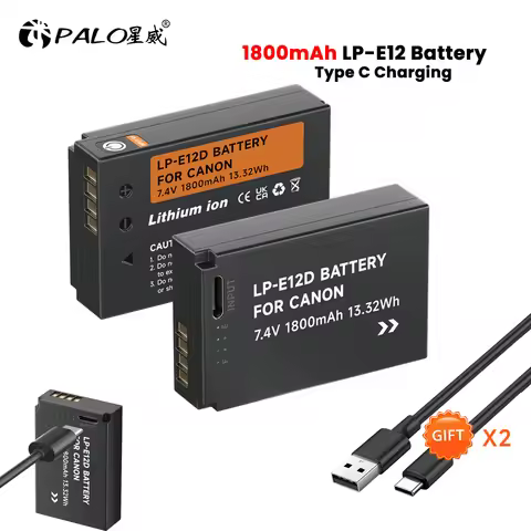 PALO LP-E12 LP E12 LPE12 Battery With Type-C Input Port for Canon EOS M50, EOS M10,M100,M200,100D Ki
