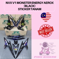 Coverset   NVX V1 Monster Energy Aerox (16) - BLACK Bodyset (Sticker Tanam)