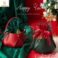 JIGGLESTUDIO Christmas Present Bag Party Portable Christmas Decoration PU Gift Handbag With Handle For Children Kids Gift Pouch