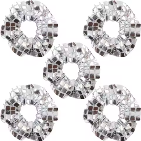 5pcs Sequin Disco Ball Hair Ties Hair Band for 1970s Music disco dance party Hair Accessory Bachelor