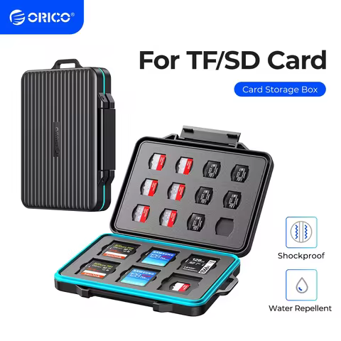 ORICO 12 Slots SD Card 12 Slots TF Card Waterproof Memory SD Card Case for Computer Camera Cards Sto