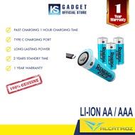 Alcatroz Renergii Li-Ion AA / AAA Rechargeable Battery | Huge Battery Capacity | Type C Charing Port