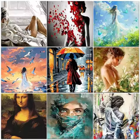 Picture By Numbers On Canvas Acrylic Paint By Number Women Diy Painting By Numbers Kit Coloring By N