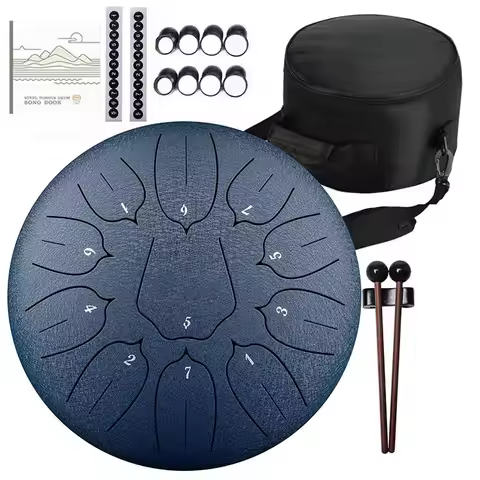 Hluru 10 Inch 11 Notes Glucophone Steel Tongue Drum D Tones Music Drum Ethereal Drum Percussion Inst