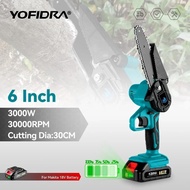 6 Inch 3000W Mini Electric Chain Saw Cordless Handheld Pruning Chainsaws Garden Wood Cutting For Makita 18V Battery Power Tools