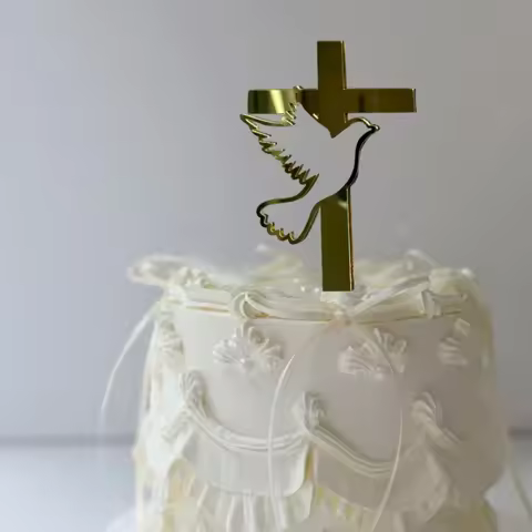 3pcs Dove of Peace Cross Cake Decoration Plug-in for Communion, Baby Baptism, Naming Ceremony, Chris