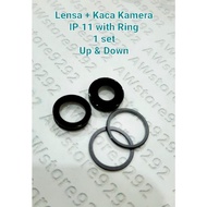 [LW] Camera Lens Rear Camera Lens and glass iP 11 with Ring 1 set Up Down IP11 / IP 11 with Ring