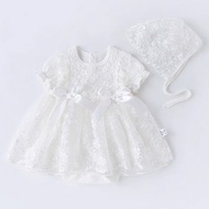 Baby Girl Lace Princess Dress Summer Short-Sleeved Embroidered Lace One-Year-Old Dress Baby Dress Ve