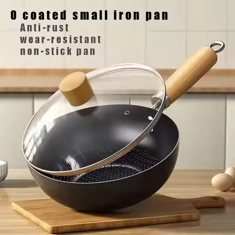 26cm Small Wok Household Cast Iron Wok Non-stick Wok Steak Auxiliary Food Pan Gas Stove Induction Co