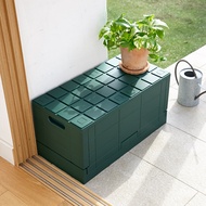 日本岩谷Iwatani Grid格子磚可堆疊摺疊收納椅-38.5L-綠